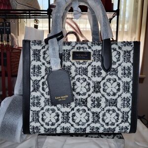 Kate Spade Manhattan Spade Flower Monogram Tweed Small Tote